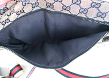 Load image into Gallery viewer, Gucci Monogram Web Double Pocket Belt Bumbag Navy