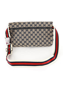 Gucci Monogram Web Double Pocket Belt Bumbag Navy