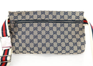 Gucci Monogram Web Double Pocket Belt Bumbag Navy