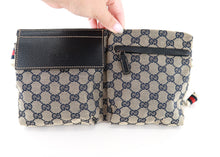 Load image into Gallery viewer, Gucci Monogram Web Double Pocket Belt Bumbag Navy