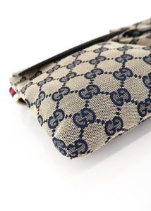 Gucci Monogram Web Double Pocket Belt Bumbag Navy