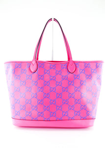 Gucci Embossed GG Monogram Large Tote Pink Blue