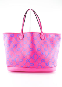 Gucci Embossed GG Monogram Large Tote Pink Blue