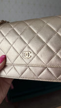 Load image into Gallery viewer, Chanel Lambskin Metallic Wallet on a Chain Gold