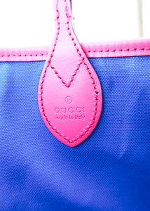 Gucci Embossed GG Monogram Large Tote Pink Blue