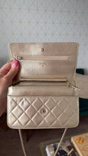 Load image into Gallery viewer, Chanel Lambskin Metallic Wallet on a Chain Gold
