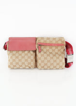 Load image into Gallery viewer, Gucci Monogram Web Double Pocket Belt BumBag Pink