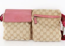 Load image into Gallery viewer, Gucci Monogram Web Double Pocket Belt BumBag Pink