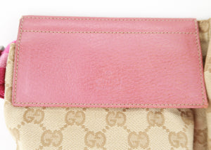 Gucci Monogram Web Double Pocket Belt BumBag Pink