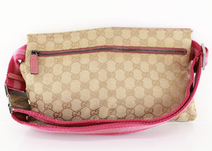 Gucci Monogram Web Double Pocket Belt BumBag Pink