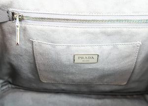 Prada Canapa Studded Crystal 2 Way Tote Grey