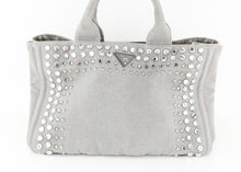 Load image into Gallery viewer, Prada Canapa Studded Crystal 2 Way Tote Grey