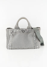 Load image into Gallery viewer, Prada Canapa Studded Crystal 2 Way Tote Grey