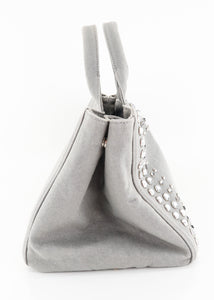 Prada Canapa Studded Crystal 2 Way Tote Grey