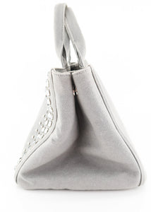 Prada Canapa Studded Crystal 2 Way Tote Grey