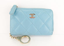 Load image into Gallery viewer, Chanel Caviar Zipped Key Pouch Blue