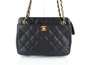 Chanel Vintage Caviar Quilted Shoulder Bag Black