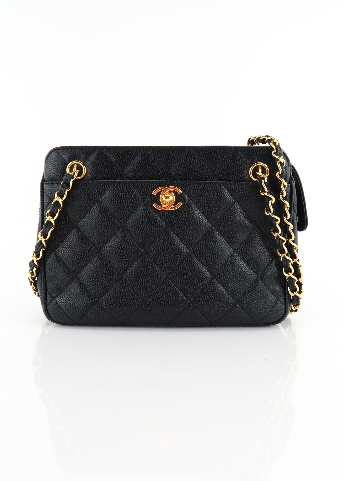 Chanel Vintage Caviar Quilted Shoulder Bag Black