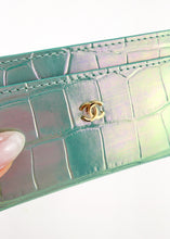 Load image into Gallery viewer, Chanel Croc 26K Card Holder Turquoise