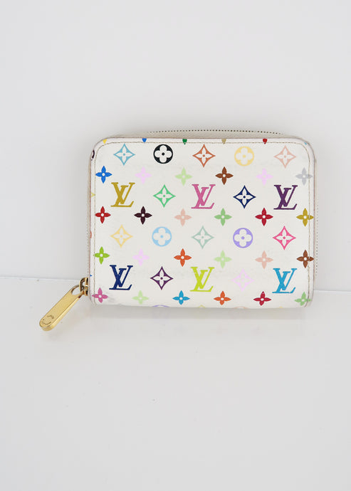 Louis Vuitton White Multicolor Compact Zippy Wallet