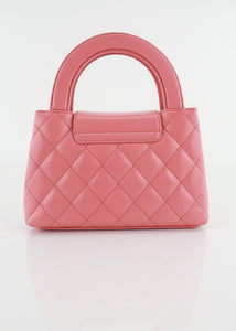 Chanel Shiny Aged Calfskin Quilted Nano Kelly Coral Pink