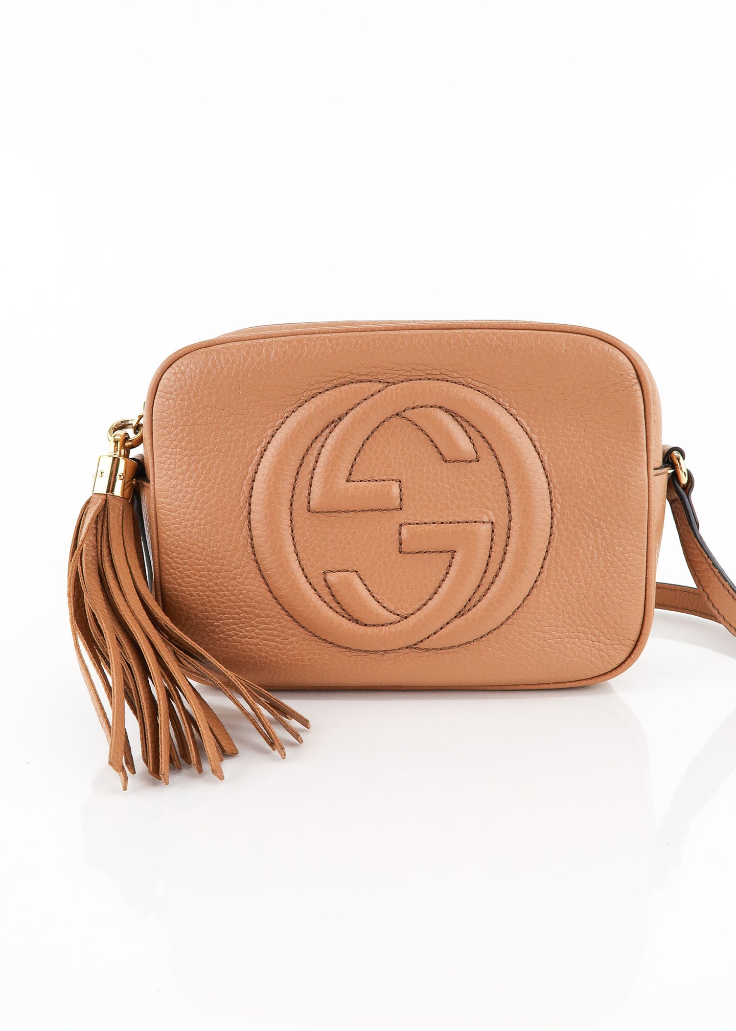 Gucci Pebbled Calfskin Soho Disco Camelia