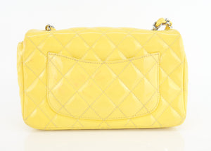 Chanel Mini Matelasse Flap Patent Yellow