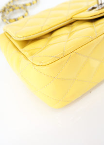 Chanel Mini Matelasse Flap Patent Yellow