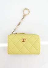 Load image into Gallery viewer, Chanel Caviar Zipped Key Pouch Yellow