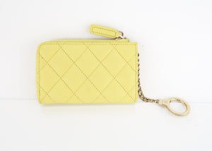 Chanel Caviar Zipped Key Pouch Yellow