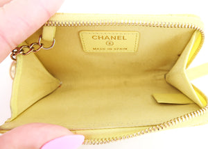 Chanel Caviar Zipped Key Pouch Yellow