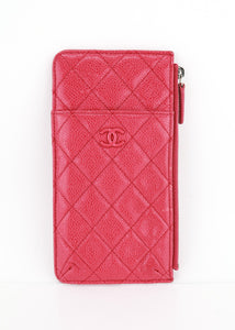 Chanel Caviar Flat Wallet Pink Red