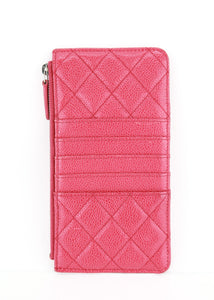 Chanel Caviar Flat Wallet Pink Red