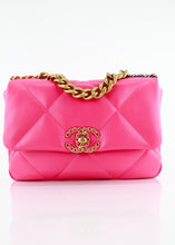 Load image into Gallery viewer, Chanel 19 Lambskin Quilted Medium Flap Hot Pink