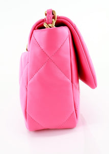 Chanel 19 Lambskin Quilted Medium Flap Hot Pink