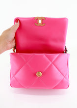 Load image into Gallery viewer, Chanel 19 Lambskin Quilted Medium Flap Hot Pink