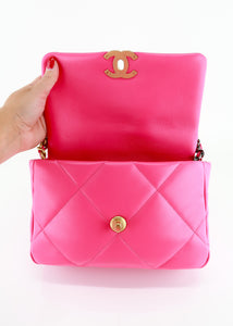 Chanel 19 Lambskin Quilted Medium Flap Hot Pink