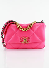 Load image into Gallery viewer, Chanel 19 Lambskin Quilted Medium Flap Hot Pink