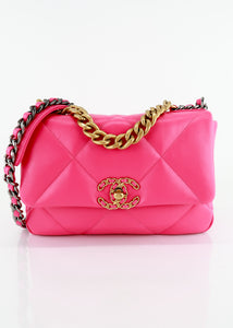 Chanel 19 Lambskin Quilted Medium Flap Hot Pink