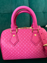 Load image into Gallery viewer, Louis Vuitton Calfskin Nanogram Embossed Speedy Bandouliere 20 Rose