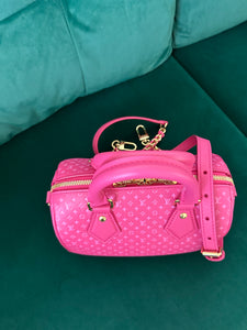 Louis Vuitton Calfskin Nanogram Embossed Speedy Bandouliere 20 Rose