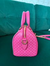 Load image into Gallery viewer, Louis Vuitton Calfskin Nanogram Embossed Speedy Bandouliere 20 Rose