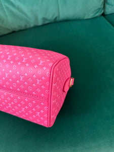 Louis Vuitton Calfskin Nanogram Embossed Speedy Bandouliere 20 Rose