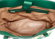 Load image into Gallery viewer, Gucci Ophidia Medium Calfskin Raffia Shopping Tote Emerald Green