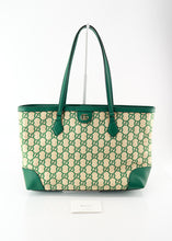 Load image into Gallery viewer, Gucci Ophidia Medium Calfskin Raffia Shopping Tote Emerald Green