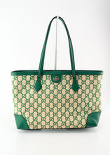 Load image into Gallery viewer, Gucci Ophidia Medium Calfskin Raffia Shopping Tote Emerald Green