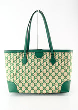 Load image into Gallery viewer, Gucci Ophidia Medium Calfskin Raffia Shopping Tote Emerald Green