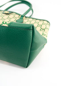 Gucci Ophidia Medium Calfskin Raffia Shopping Tote Emerald Green