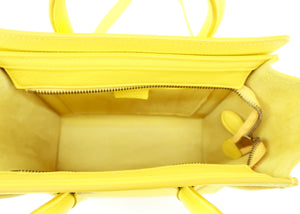 Celine Drummed Calfskin Nano Luggage Citron Yellow