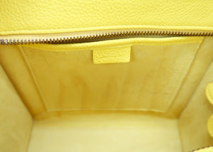 Celine Drummed Calfskin Nano Luggage Citron Yellow